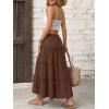 image:imageTrendy Queen Long Skirts for Women Slit Maxi Boho Skirt Summer Vacation Outfits ALine Dress with Pockets FashionBrown