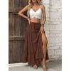 image:imageTrendy Queen Long Skirts for Women Slit Maxi Boho Skirt Summer Vacation Outfits ALine Dress with Pockets FashionBrown