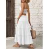 image:imageTrendy Queen Long Skirts for Women Slit Maxi Boho Skirt Summer Vacation Outfits ALine Dress with Pockets FashionWhite