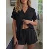 image:imageTrendy Queen Pajamas Set for Women 2 Piece Short Sleeve Sleepwear Button Down Pjs Matching Lounge Sets with PocketsBlack
