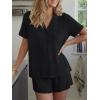 image:imageTrendy Queen Pajamas Set for Women 2 Piece Short Sleeve Sleepwear Button Down Pjs Matching Lounge Sets with PocketsBlack