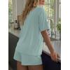 image:imageTrendy Queen Pajamas Set for Women 2 Piece Short Sleeve Sleepwear Button Down Pjs Matching Lounge Sets with PocketsLight Green