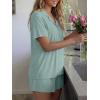 image:imageTrendy Queen Pajamas Set for Women 2 Piece Short Sleeve Sleepwear Button Down Pjs Matching Lounge Sets with PocketsLight Green