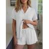 image:imageTrendy Queen Pajamas Set for Women 2 Piece Short Sleeve Sleepwear Button Down Pjs Matching Lounge Sets with PocketsOatmeal Grey