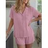 image:imageTrendy Queen Pajamas Set for Women 2 Piece Short Sleeve Sleepwear Button Down Pjs Matching Lounge Sets with PocketsPurple