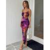 image:imageTrendy Queen Women Tie Dye Backless Split Hem Summer Beach Midi Mesh DressesPurple Tie Dye