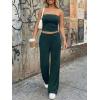 image:imageTrendy Queen Womens 2 Piece Lounge Sets Matching Summer Beach Vacation Outfits 2026 Striped Tube Tops Pants Travel ClothesBluegreen