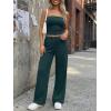 image:imageTrendy Queen Womens 2 Piece Lounge Sets Matching Summer Beach Vacation Outfits 2026 Striped Tube Tops Pants Travel ClothesBluegreen