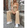 image:imageTrendy Queen Womens 2 Piece Lounge Sets Matching Summer Beach Vacation Outfits 2026 Striped Tube Tops Pants Travel ClothesBrownwhite