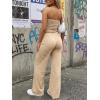 image:imageTrendy Queen Womens 2 Piece Lounge Sets Matching Summer Beach Vacation Outfits 2026 Striped Tube Tops Pants Travel ClothesBrownwhite