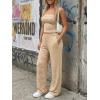 image:imageTrendy Queen Womens 2 Piece Lounge Sets Matching Summer Beach Vacation Outfits 2026 Striped Tube Tops Pants Travel ClothesBrownwhite