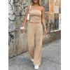 image:imageTrendy Queen Womens 2 Piece Lounge Sets Matching Summer Beach Vacation Outfits 2026 Striped Tube Tops Pants Travel ClothesBrownwhite