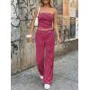 image:imageTrendy Queen Womens 2 Piece Lounge Sets Matching Summer Beach Vacation Outfits 2026 Striped Tube Tops Pants Travel ClothesBurgundypink