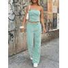 image:imageTrendy Queen Womens 2 Piece Lounge Sets Matching Summer Beach Vacation Outfits 2026 Striped Tube Tops Pants Travel ClothesGreenwhite