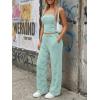 image:imageTrendy Queen Womens 2 Piece Lounge Sets Matching Summer Beach Vacation Outfits 2026 Striped Tube Tops Pants Travel ClothesGreenwhite