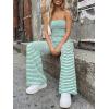 image:imageTrendy Queen Womens 2 Piece Lounge Sets Matching Summer Beach Vacation Outfits 2026 Striped Tube Tops Pants Travel ClothesGreenwhite