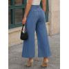 image:imageTrendy Queen Womens High Waisted Wide Leg Jeans Stretchy Barrel Baggy Denim Ankle Cropped Pants Raw HemBlue