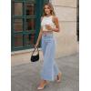 image:imageTrendy Queen Womens High Waisted Wide Leg Jeans Stretchy Barrel Baggy Denim Ankle Cropped Pants Raw HemLight Blue