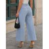 image:imageTrendy Queen Womens High Waisted Wide Leg Jeans Stretchy Barrel Baggy Denim Ankle Cropped Pants Raw HemLight Blue