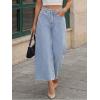 image:imageTrendy Queen Womens High Waisted Wide Leg Jeans Stretchy Barrel Baggy Denim Ankle Cropped Pants Raw HemLight Blue