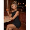 image:imageTrendy Queen Womens Mesh Off The Shoulder Dress Ruched Ruffle Hem Club Party Short DressesBlack