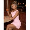 image:imageTrendy Queen Womens Mesh Off The Shoulder Dress Ruched Ruffle Hem Club Party Short DressesPink