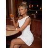 image:imageTrendy Queen Womens Mesh Off The Shoulder Dress Ruched Ruffle Hem Club Party Short DressesWhite