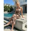 image:imageTrendy Queen Womens One Shoulder Maxi Bodycon Mesh Ruched Floral Beach Cocktail Wedding Guest Dress with Side SlitFloral Coffee