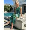 image:imageTrendy Queen Womens One Shoulder Maxi Bodycon Mesh Ruched Floral Beach Cocktail Wedding Guest Dress with Side SlitFloral Green