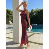 image:imageTrendy Queen Womens One Shoulder Maxi Bodycon Mesh Ruched Floral Beach Cocktail Wedding Guest Dress with Side SlitFloral Red