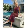 image:imageTrendy Queen Womens One Shoulder Maxi Bodycon Mesh Ruched Floral Beach Cocktail Wedding Guest Dress with Side SlitFloral Red