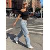 image:imageTrendy Queen Womens One Shoulder Short Sleeve Going Out TShirts 2026 Summer Crop TopsBlack