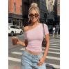 image:imageTrendy Queen Womens One Shoulder Short Sleeve Going Out TShirts 2026 Summer Crop TopsPink