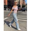 image:imageTrendy Queen Womens One Shoulder Short Sleeve Going Out TShirts 2026 Summer Crop TopsPink