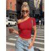 image:imageTrendy Queen Womens One Shoulder Short Sleeve Going Out TShirts 2026 Summer Crop TopsRed
