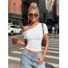 image:imageTrendy Queen Womens One Shoulder Short Sleeve Going Out TShirts 2026 Summer Crop TopsWhite