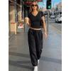 image:imageTrendy Queen Womens Short Sleeve V Neck Crop Shirts Basic Tops Buttery Soft Summer Slim Fit Workout Yoga Y2k Clothes 2026Black
