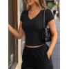 image:imageTrendy Queen Womens Short Sleeve V Neck Crop Shirts Basic Tops Buttery Soft Summer Slim Fit Workout Yoga Y2k Clothes 2026Black