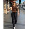 image:imageTrendy Queen Womens Short Sleeve V Neck Crop Shirts Basic Tops Buttery Soft Summer Slim Fit Workout Yoga Y2k Clothes 2026Chocolate