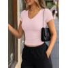 image:imageTrendy Queen Womens Short Sleeve V Neck Crop Shirts Basic Tops Buttery Soft Summer Slim Fit Workout Yoga Y2k Clothes 2026Light Pink