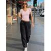 image:imageTrendy Queen Womens Short Sleeve V Neck Crop Shirts Basic Tops Buttery Soft Summer Slim Fit Workout Yoga Y2k Clothes 2026Light Pink