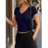 image:imageTrendy Queen Womens Short Sleeve V Neck Crop Shirts Basic Tops Buttery Soft Summer Slim Fit Workout Yoga Y2k Clothes 2026Navy Blue