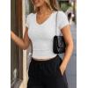 image:imageTrendy Queen Womens Short Sleeve V Neck Crop Shirts Basic Tops Buttery Soft Summer Slim Fit Workout Yoga Y2k Clothes 2026Oatmeal Grey