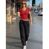 image:imageTrendy Queen Womens Short Sleeve V Neck Crop Shirts Basic Tops Buttery Soft Summer Slim Fit Workout Yoga Y2k Clothes 2026Red