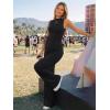 image:imageTrendy Queen Womens Wide Leg Jumpsuit  Sleeveless Mock Neck Palazzo Romper with Pockets Casual Summer OutfitsBlack
