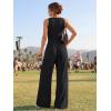 image:imageTrendy Queen Womens Wide Leg Jumpsuit  Sleeveless Mock Neck Palazzo Romper with Pockets Casual Summer OutfitsBlack