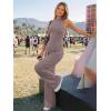 image:imageTrendy Queen Womens Wide Leg Jumpsuit  Sleeveless Mock Neck Palazzo Romper with Pockets Casual Summer OutfitsNutmeg