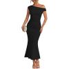 image:imageTrendy Queen Formal Cocktail Dresses for Women Wedding Guest Off the Shoulder Elegant Bodycon Summer 2026 Maxi Party DressBlack
