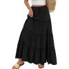 image:imageTrendy Queen Long Skirts for Women Slit Maxi Boho Skirt Summer Vacation Outfits ALine Dress with Pockets FashionBlack