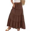 image:imageTrendy Queen Long Skirts for Women Slit Maxi Boho Skirt Summer Vacation Outfits ALine Dress with Pockets FashionBrown